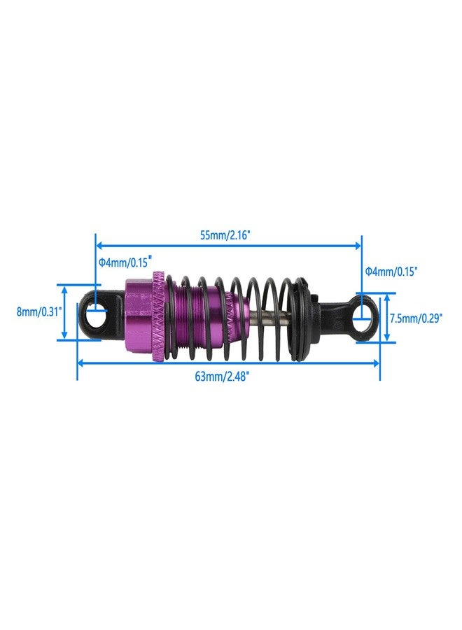 Rchobbytop 4PCS RC Shock Absorber Set Aluminum Shock Absorbers Assembled Damper Replacement A949-55 for WLtoys 1/18 RC Car A949 A959 A969 A979 K929 A959-B A969-B A979-B K929-B, RC Car Parts, Purple - Image 2